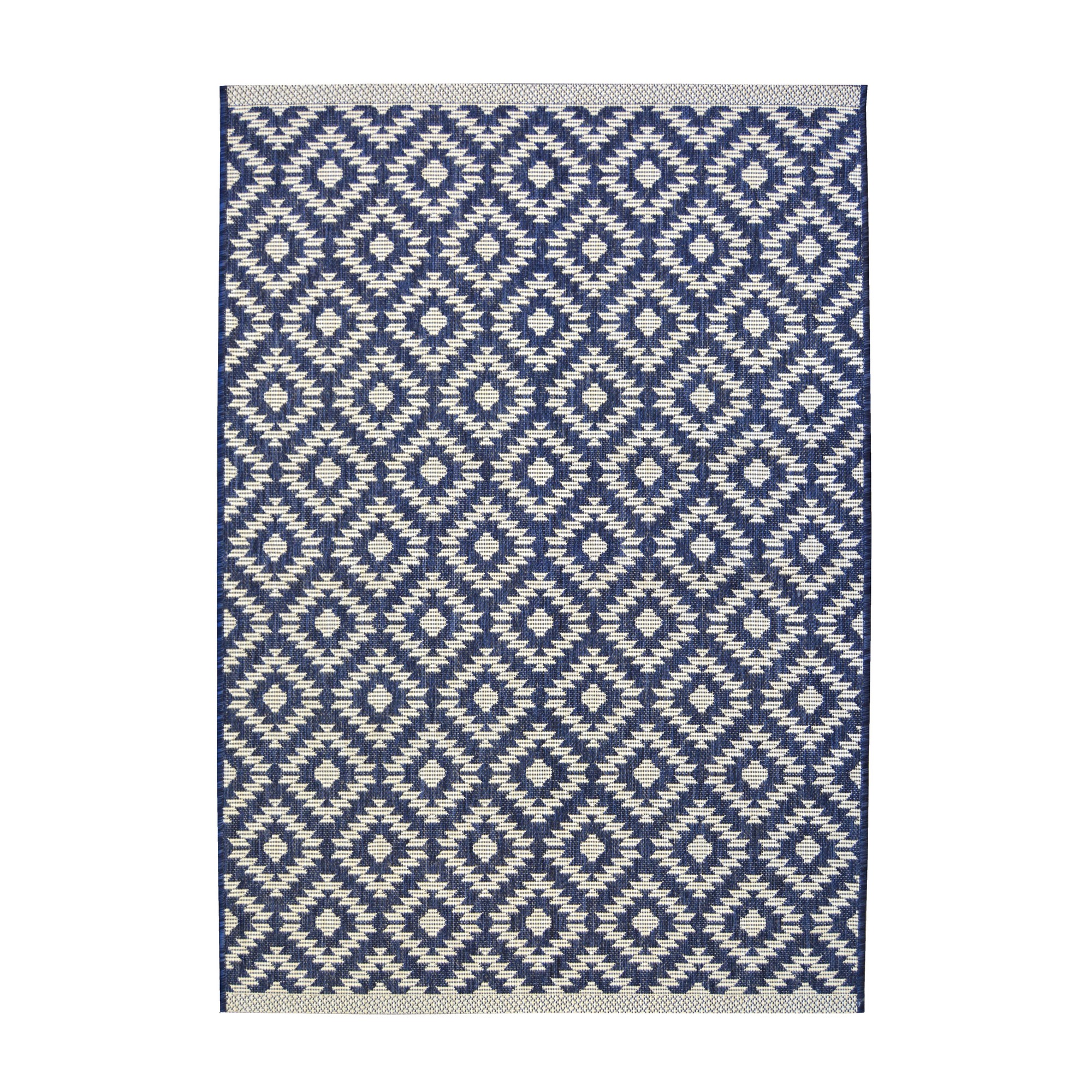 County Geneva Geometric Indoor Outdoor Rugs In Navy Blue